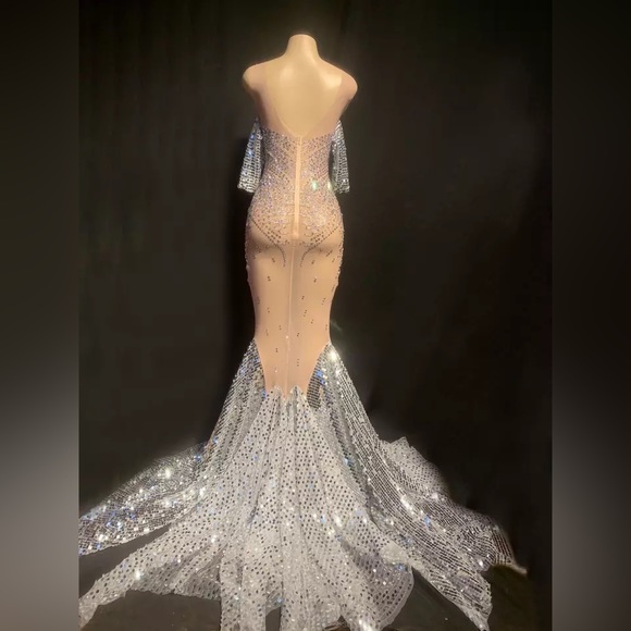 Magnificent Sylvia Luxury Crystal Sequin Dress in Silver - Picture 4 of 12